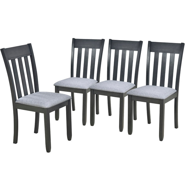 English Elm Trexm Extendable Round Dining Set Rubberwood Legs Upholstered Chairs Modern Farmhouse Gray ST000038AAE