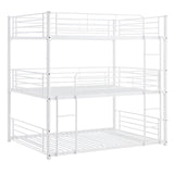 Ruby Full over Full over Full 3-Tier Bunk Bed with 2 Built-in Ladders, White