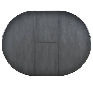English Elm Trexm Extendable Round Dining Set Rubberwood Legs Upholstered Chairs Modern Farmhouse Gray ST000038AAE