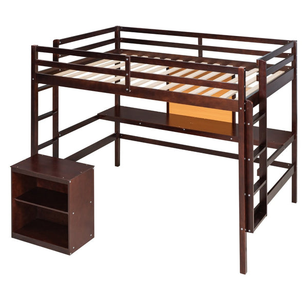 English Elm Twin Loft Bed with Desk Drawers and Writing Board Pinewood Frame Kids Bedroom LT000353AAP