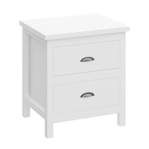 English Elm Versatile Solid Wood 2-Drawer Nightstand — Rustic White Bedside Table, Durable, Compact, Easy Assembly B03790057