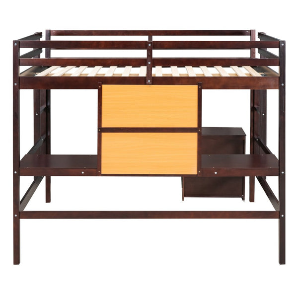 English Elm Twin Loft Bed with Desk Drawers and Writing Board Pinewood Frame Kids Bedroom LT000353AAP