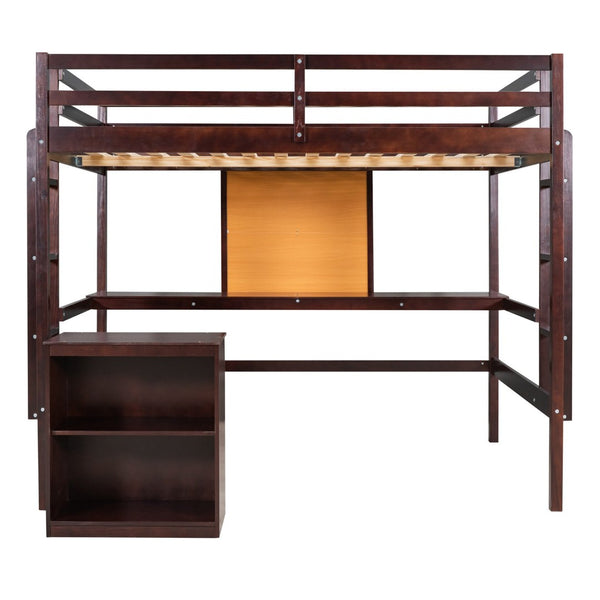 English Elm Twin Loft Bed with Desk Drawers and Writing Board Pinewood Frame Kids Bedroom LT000353AAP