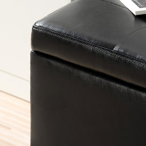 English Elm Storage Ottoman Faux Leather Lift Top Bench with Birch Legs for Bedroom or Living Room W68053161