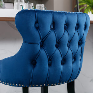 English Elm A&A Velvet Tufted Dining Chair with Nailhead Trim and Solid Wood Frame, Plush Upholstery, Luxe Look Blue W114366431