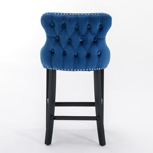 English Elm A&A Velvet Tufted Dining Chair with Nailhead Trim and Solid Wood Frame, Plush Upholstery, Luxe Look Blue W114366431