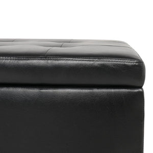 English Elm Storage Ottoman Faux Leather Lift Top Bench with Birch Legs for Bedroom or Living Room W68053161