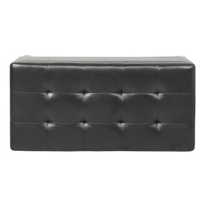 English Elm Storage Ottoman Faux Leather Lift Top Bench with Birch Legs for Bedroom or Living Room W68053161
