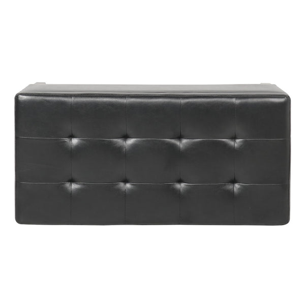 English Elm Storage Ottoman Faux Leather Lift Top Bench with Birch Legs for Bedroom or Living Room W68053161