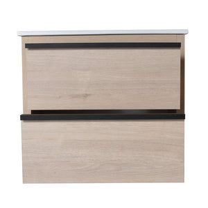 English Elm 24" Modern Bathroom Vanity With 2 Soft-Close Drawers, White Ceramic Basin & Storage Box Solution W999S00071