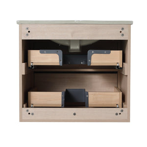 English Elm 24" Modern Bathroom Vanity With 2 Soft-Close Drawers, White Ceramic Basin & Storage Box Solution W999S00071