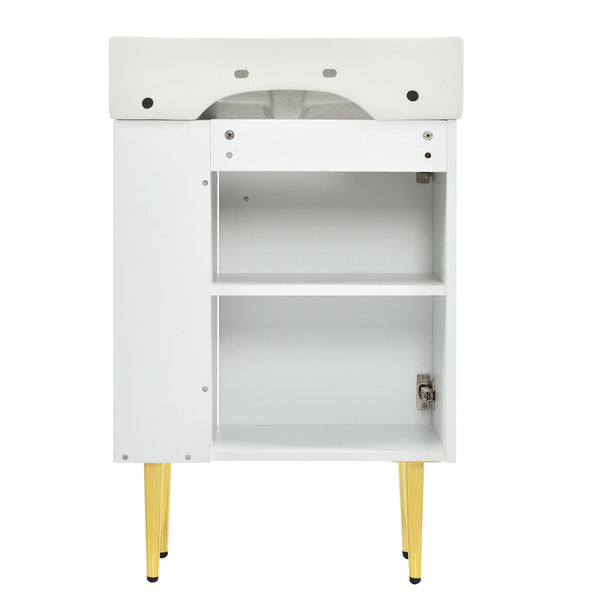 English Elm [Cabinet Only] 21.6" Bathroom vanity white with ample storage, solid wood & MDF, soft-close doors, space-saving design WF297781AAA