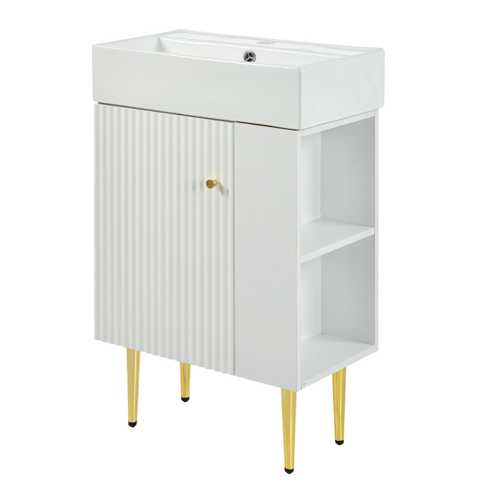 English Elm [Cabinet Only] 21.6" Bathroom vanity white with ample storage, solid wood & MDF, soft-close doors, space-saving design WF297781AAA