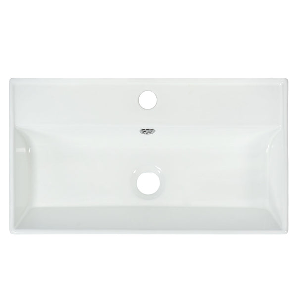 English Elm 21.6" White Left-Side Storage Bathroom Vanity with Ceramic Sink, Gold Legs, Soft-Close Door, Modern Design SV000007AAE