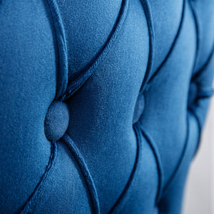 English Elm A&A Velvet Tufted Dining Chair with Nailhead Trim and Stainless Steel Plated Legs for Luxe Seating Blue W114366431