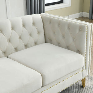 English Elm {contact Us for 3d Modeling} Grey Velvet Chesterfield Sofa Tufted Button Arms Copper Nailhead Beige W834S00568