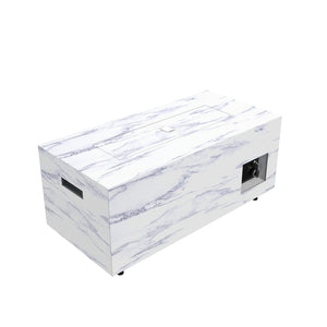 English Elm 42 42" Rectangular Propane Fire Pit Table Grey with Lid Cover Lava Rocks Tank Storage Side Table W94490284