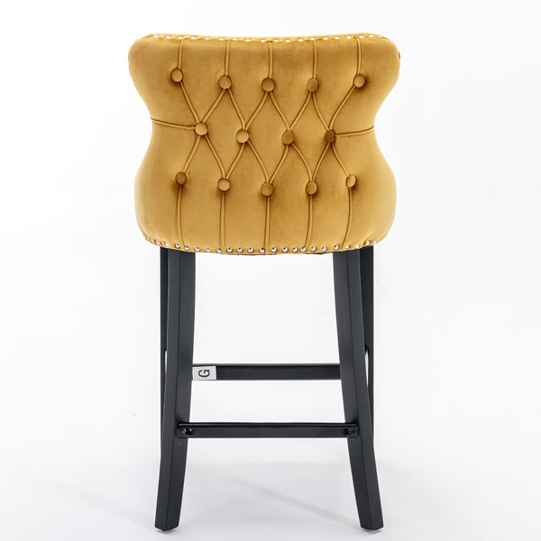 English Elm A&A Velvet Tufted Dining Chair with Nailhead Trim and Solid Wood Frame, Plush Upholstery, Luxe Look Gold W114366435