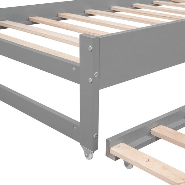 English Elm Twin XL Wood Daybed with Two Trundles, Built-In 3 Cubbies, Integrated Light and USB Charging Hub for Guests and Sleepovers Gray GX000544AAE