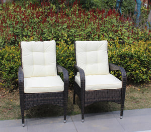 English Elm 2-Piece Liberatore Dining Chairs with Beige Cushions, Weather-Resistant PE Rattan Seats, 300lb Capacity W20967120