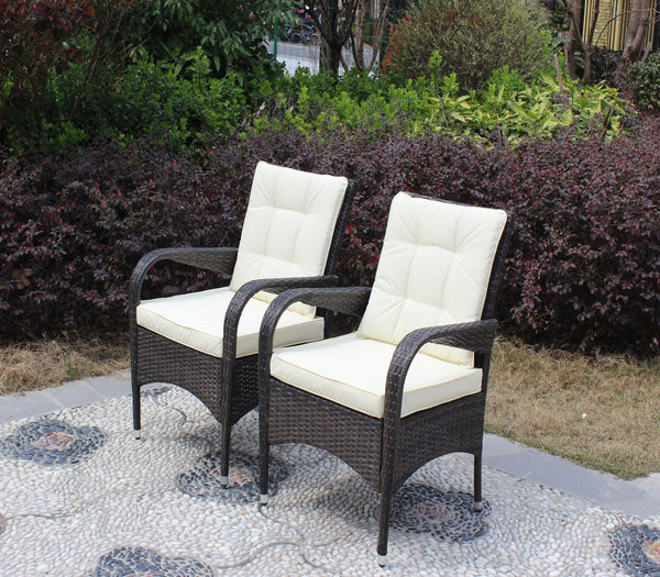 English Elm 2-Piece Liberatore Dining Chairs with Beige Cushions, Weather-Resistant PE Rattan Seats, 300lb Capacity W20967120