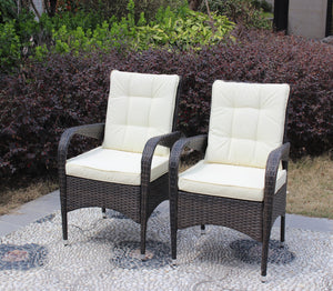 English Elm 2-Piece Liberatore Dining Chairs with Beige Cushions, Weather-Resistant PE Rattan Seats, 300lb Capacity W20967120