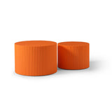 Handcrafted Round Nesting Coffee Tables Set of 2 - Orange, Modern Design