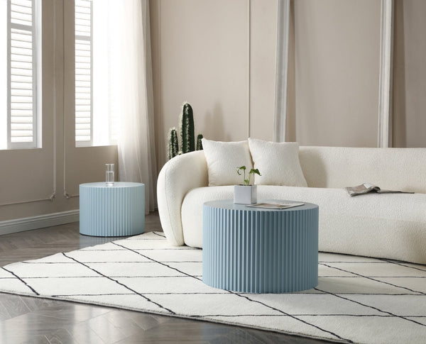 English Elm Nesting Round Mdf Coffee Tables with Relief Detail for Modern Living Rooms 2 Piece W87682178