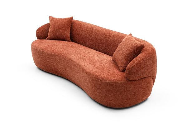 English Elm [not Available on Wayfair] Curved Boucle Three Seat Sofa Mid Century Cloud Style Living Room Couch Orange W87679950