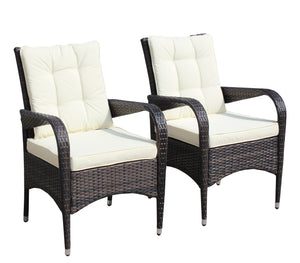 English Elm 2-Piece Liberatore Dining Chairs with Beige Cushions, Weather-Resistant PE Rattan Seats, 300lb Capacity W20967120