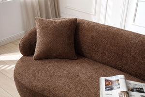English Elm [not Available on Wayfair] Curved Boucle Three Seat Sofa Mid Century Cloud Style Living Room Couch Dark Brown W87679952