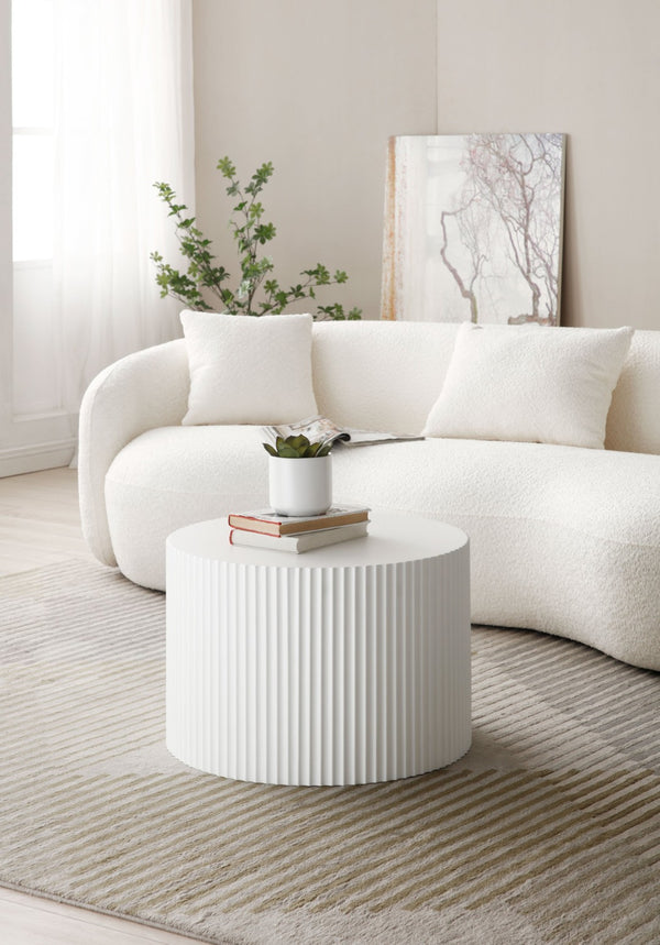 English Elm White Round Nesting Coffee Tables Set of 2 Handcrafted Mdf Relief Living Room W876P252127