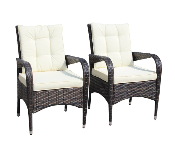 English Elm 2-Piece Liberatore Dining Chairs with Beige Cushions, Weather-Resistant PE Rattan Seats, 300lb Capacity W20967120