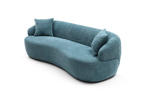 English Elm [not Available on Wayfair] Curved Boucle Three Seat Sofa Mid Century Cloud Style Living Room Couch Light Blue W87679951