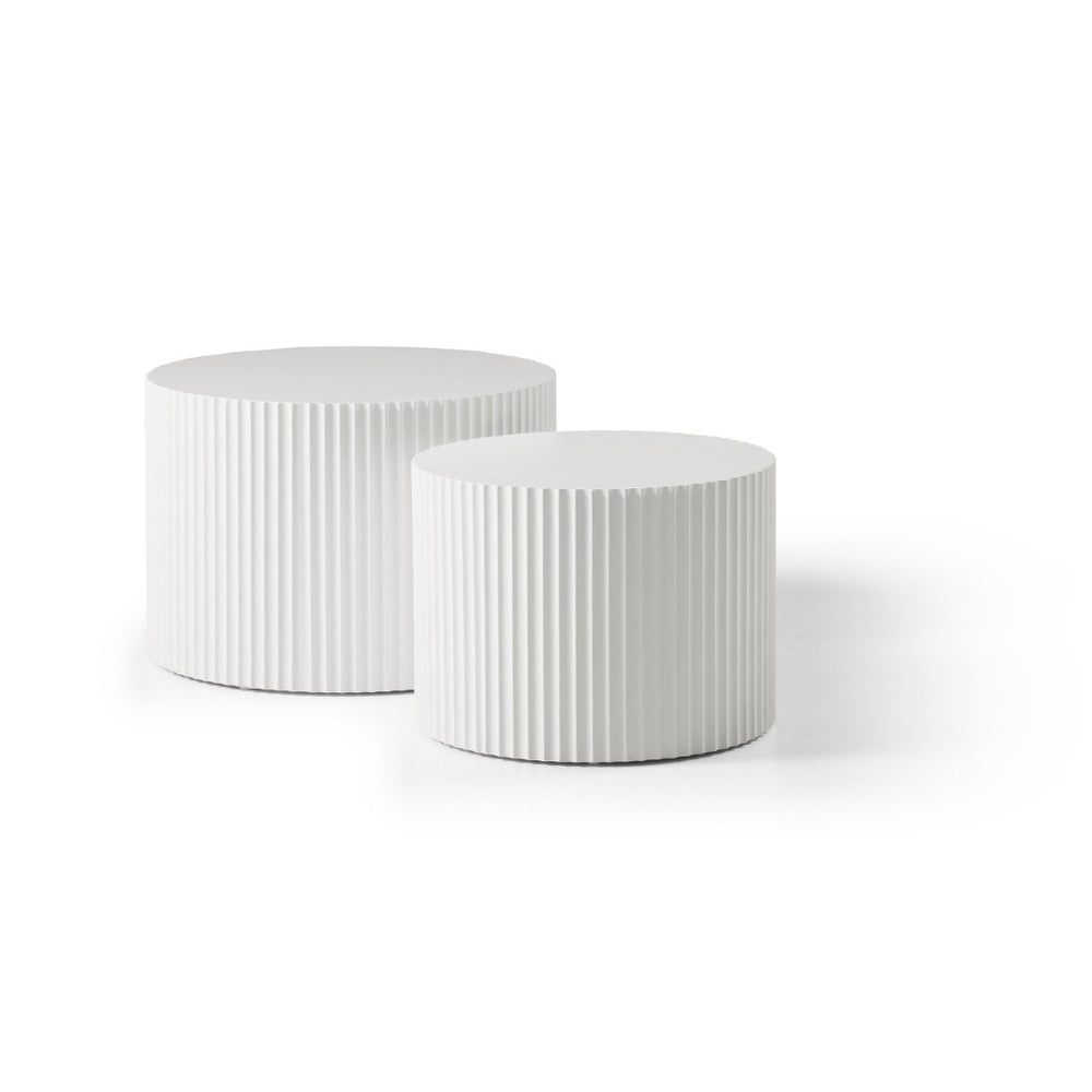 English Elm White Round Nesting Coffee Tables Set of 2 Handcrafted Mdf Relief Living Room W876P252127