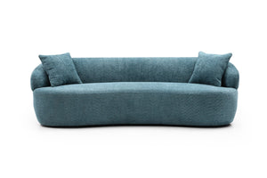 English Elm [not Available on Wayfair] Curved Boucle Three Seat Sofa Mid Century Cloud Style Living Room Couch Light Blue W87679951