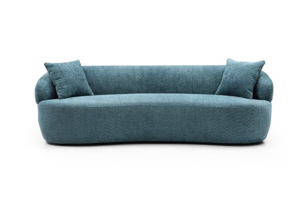 English Elm [not Available on Wayfair] Curved Boucle Three Seat Sofa Mid Century Cloud Style Living Room Couch Light Blue W87679951