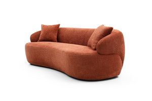English Elm [not Available on Wayfair] Curved Boucle Three Seat Sofa Mid Century Cloud Style Living Room Couch Orange W87679950