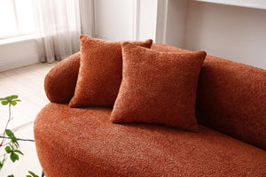 English Elm [not Available on Wayfair] Curved Boucle Three Seat Sofa Mid Century Cloud Style Living Room Couch Orange W87679950