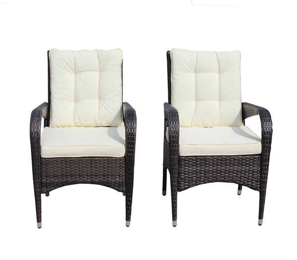 English Elm 2-Piece Liberatore Dining Chairs with Beige Cushions, Weather-Resistant PE Rattan Seats, 300lb Capacity W20967120