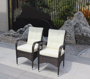 English Elm 2-Piece Liberatore Dining Chairs with Beige Cushions, Weather-Resistant PE Rattan Seats, 300lb Capacity W20967120