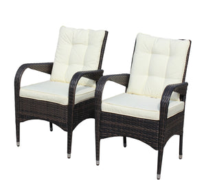 English Elm 2-Piece Liberatore Dining Chairs with Beige Cushions, Weather-Resistant PE Rattan Seats, 300lb Capacity W20967120