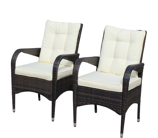 English Elm 2-Piece Liberatore Dining Chairs with Beige Cushions, Weather-Resistant PE Rattan Seats, 300lb Capacity W20967120