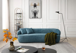 English Elm [not Available on Wayfair] Curved Boucle Three Seat Sofa Mid Century Cloud Style Living Room Couch Light Blue W87679951
