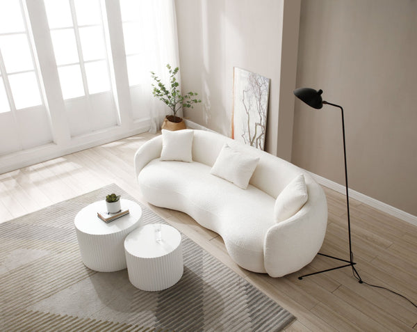 English Elm Nesting Round Mdf Coffee Tables with Relief Detail for Modern Living Rooms 2 Piece White W87682177