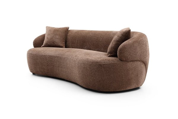 English Elm [not Available on Wayfair] Curved Boucle Three Seat Sofa Mid Century Cloud Style Living Room Couch Dark Brown W87679952