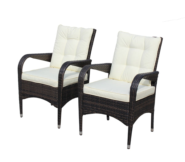 English Elm 2-Piece Liberatore Dining Chairs with Beige Cushions, Weather-Resistant PE Rattan Seats, 300lb Capacity W20967120
