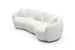 English Elm Mid Century Curved Boucle Sofa Four Seat Sculptural Couch for Modern Living Rooms W87657698