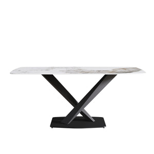 English Elm 70.87"Modern Sintered Stone Dining Table With Black Metal Legs For 6-8 People - Chic & Durable Design W1535S00205