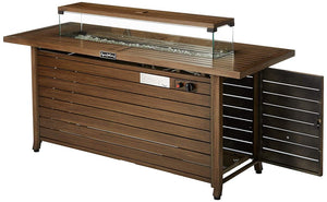 English Elm 57 57 in Propane Fire Pit Table 50000BTU Rectangular Steel Outdoor Firepit with Lid Wind Guard ETL Certified for Backyard Patio Deck Parties Camping W94490890